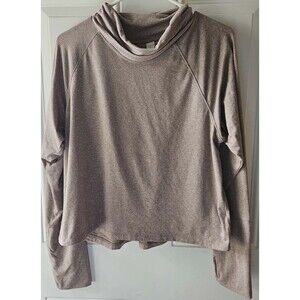 Marika Women’s Heather Brown Long Sleeve Cowl Neck Active Top – Size XL